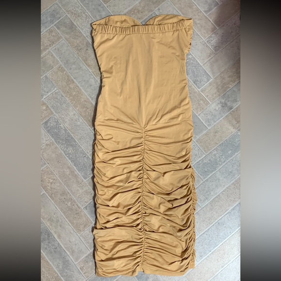 VTG Marciano Strapless Tan/Gold Bodycon Dress XS - Picture 6 of 8